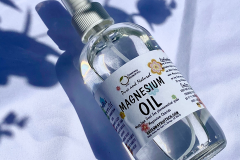 Glass bottle of magnesium oil spray