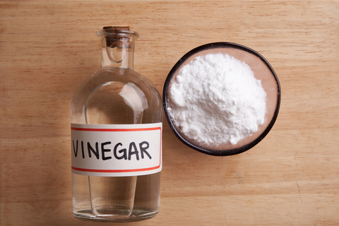 Vinegar in clear glass bottle
