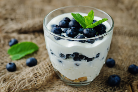 yogurt and blueberries