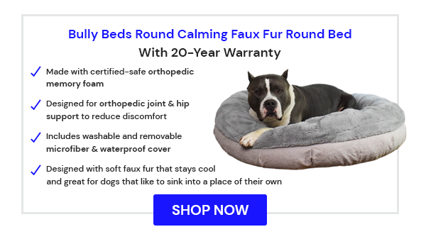 Calming Faux Fur Round Bed - Dog Bed for Dogs With Hip Dysplasia