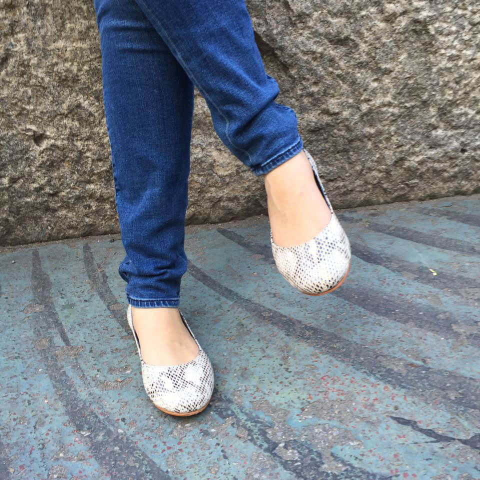 snakeskin print flats