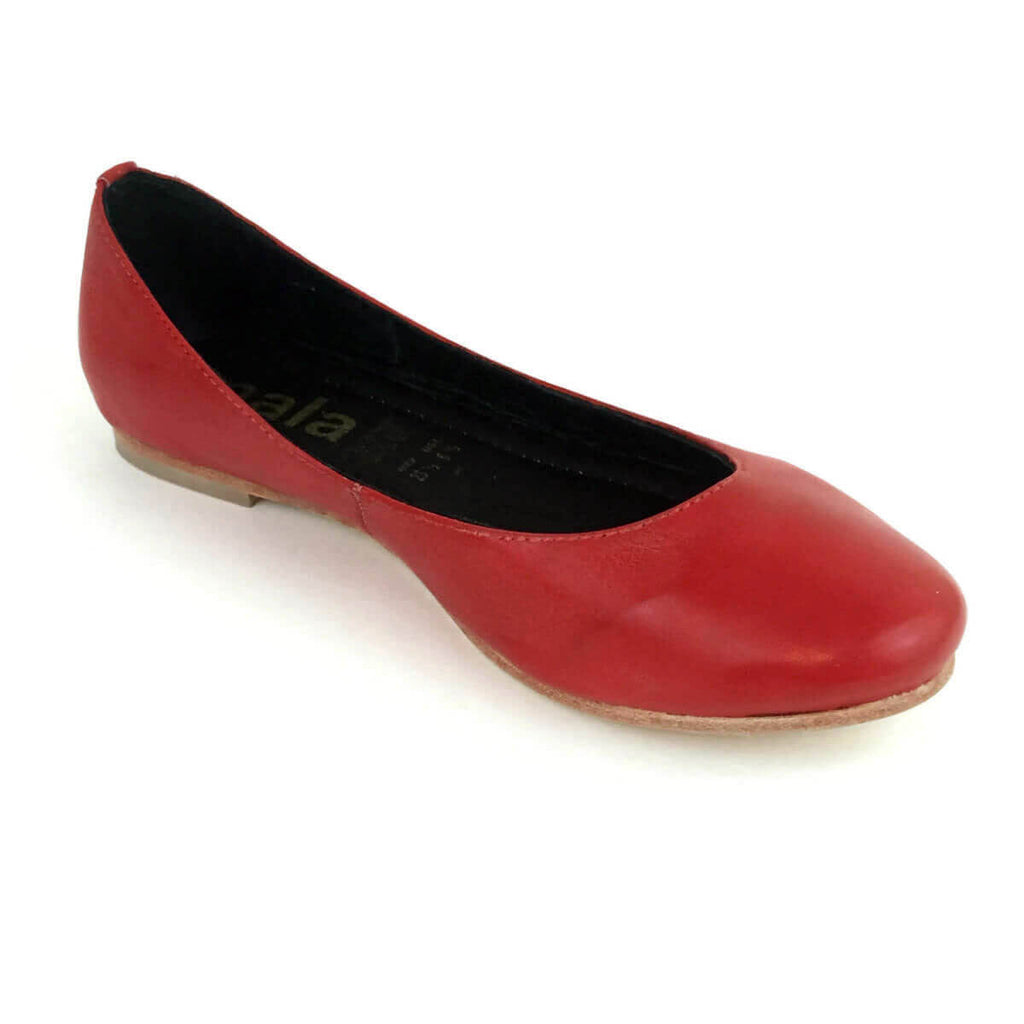 leather red flats