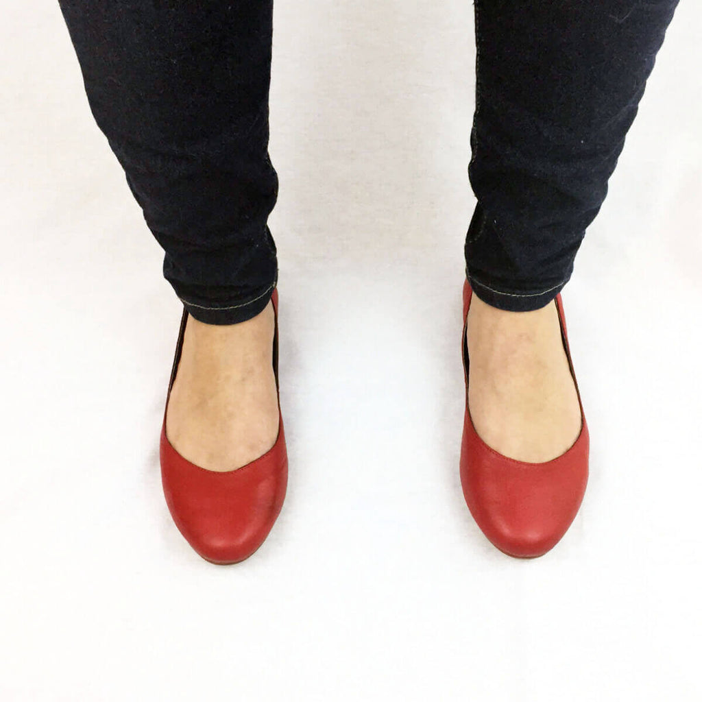 leather red flats