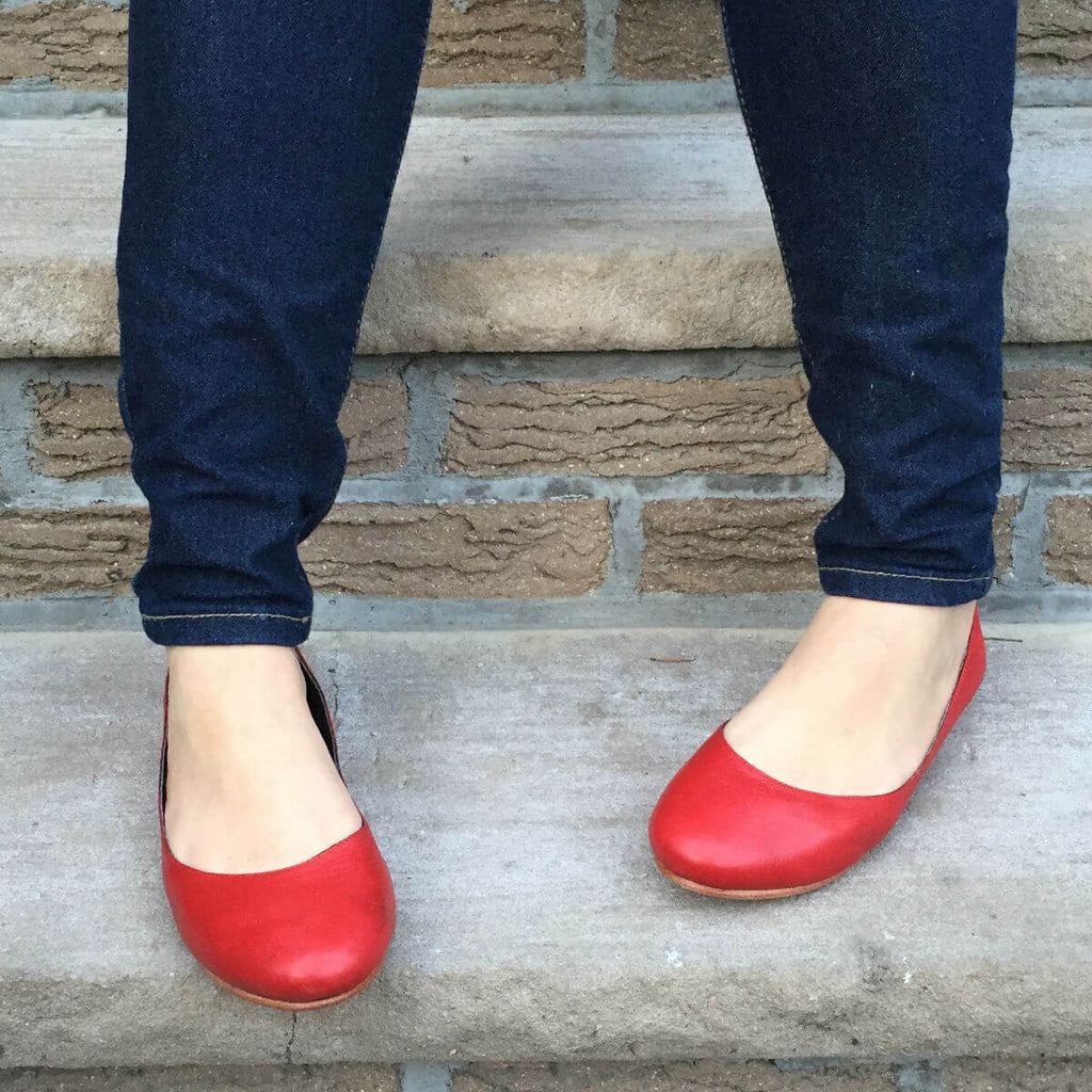 leather red flats