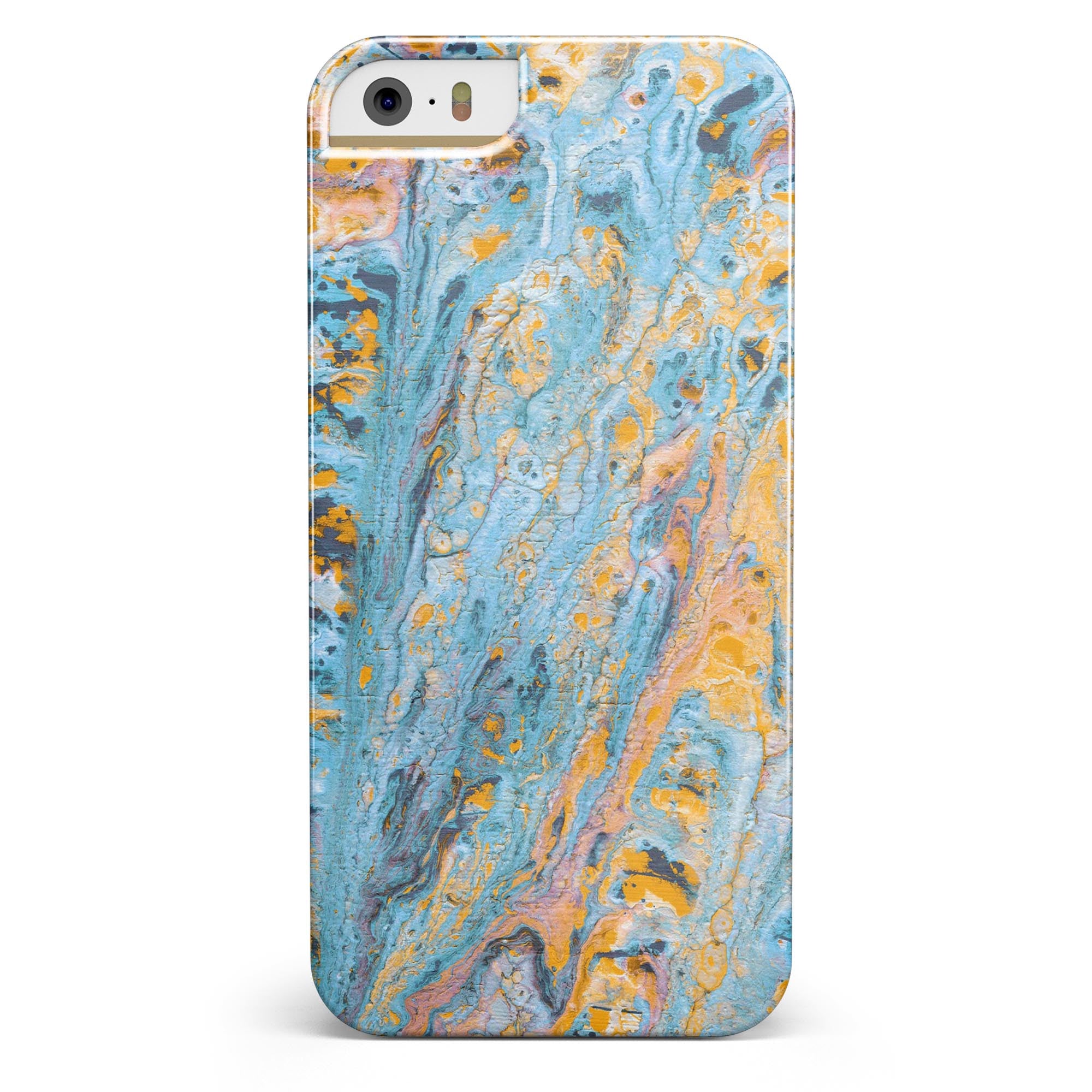 Abstract Wet Paint Teal and Gold iPhone 5/5s or SE INK-Fuzed Case