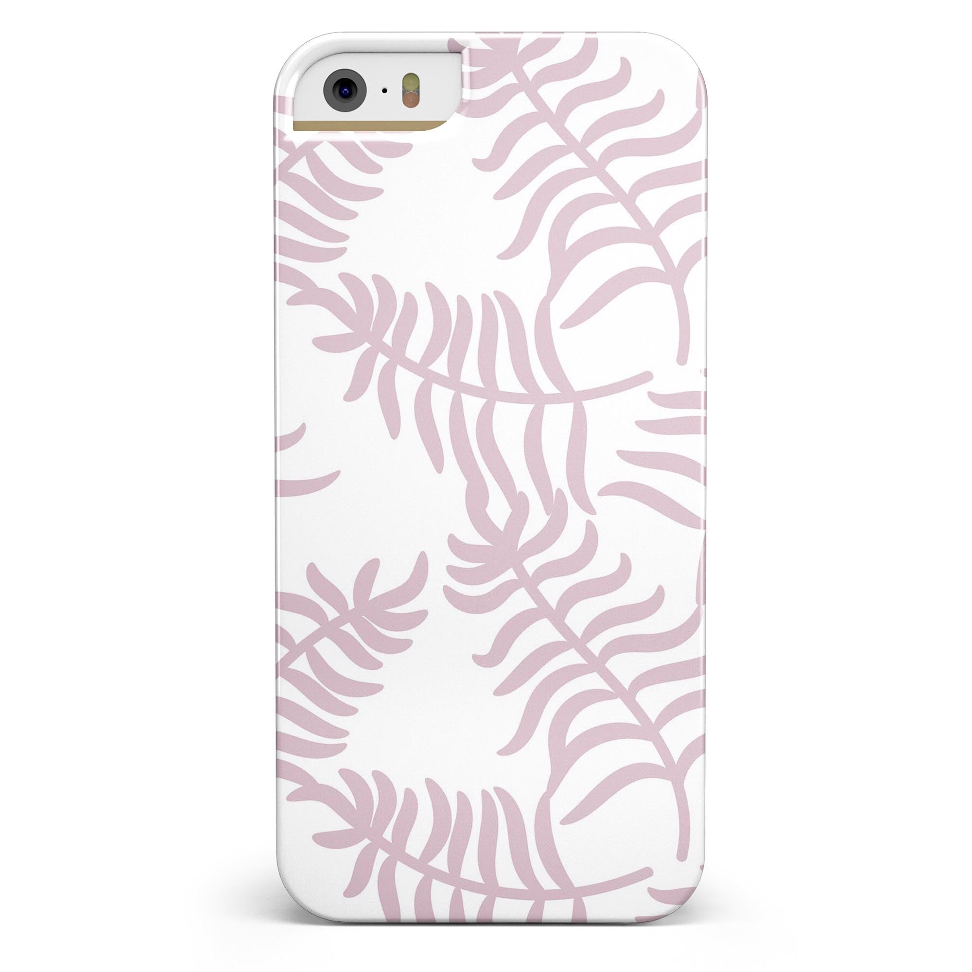 Pink Wavy Leaves Pattern iPhone 5/5s or SE INK-Fuzed Case