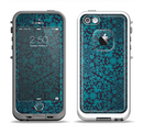 The Teal Floral Mirrored Pattern Apple iPhone 5-5s LifeProof Fre Case Skin Set