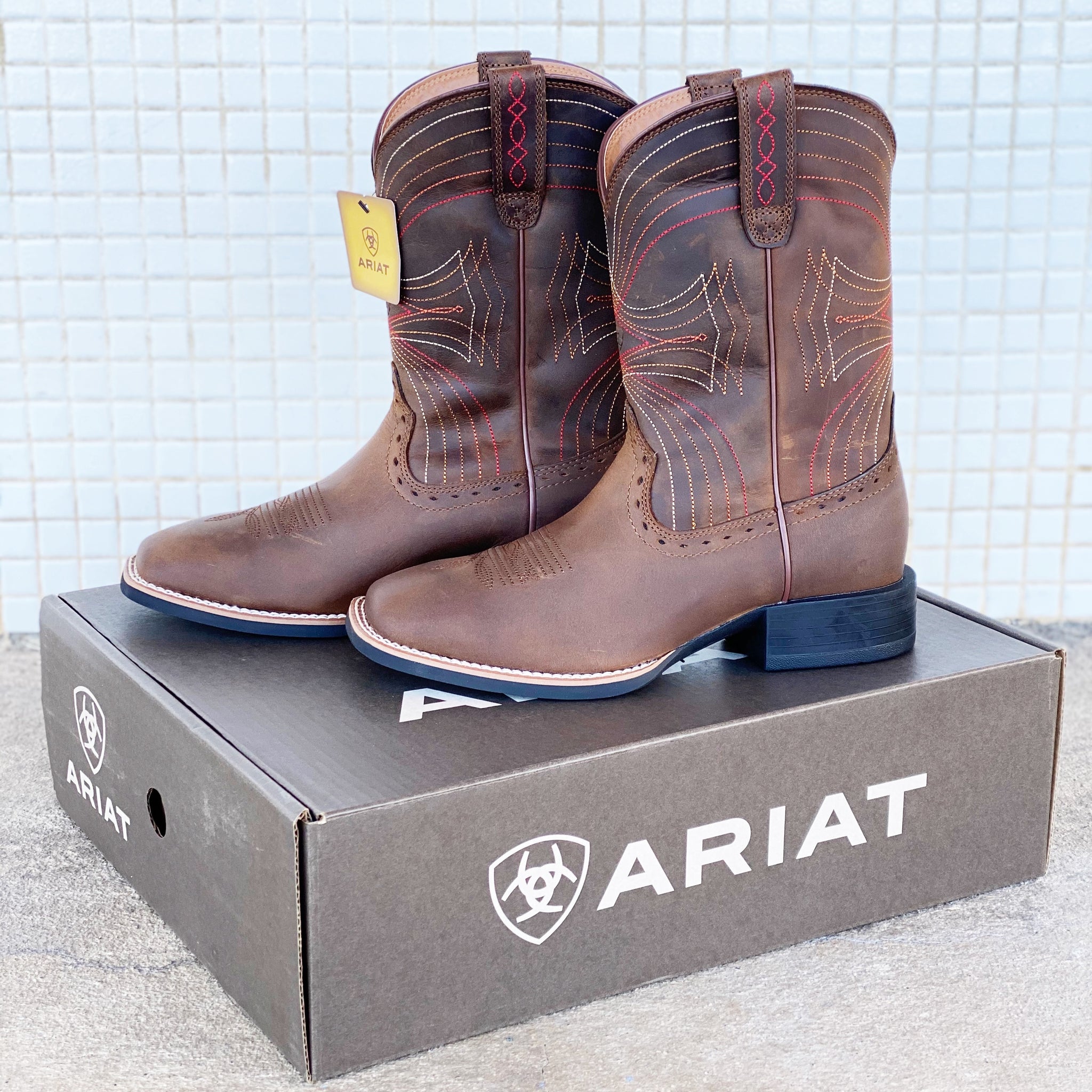 Buy Ariat Mens Heritage Western R-Toe Boots (10002204) Distressed Brown  Online Australia