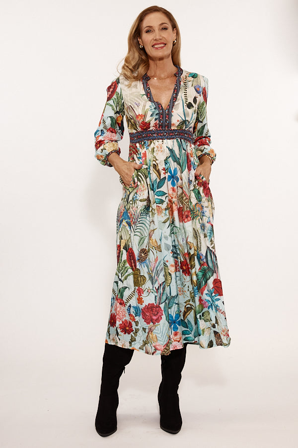 Lula Soul - Renaissance Midi Dress - Cream Lula Soul Tea Lily Boutique Lula Soul Stockist Online Stockist Boho Fashion