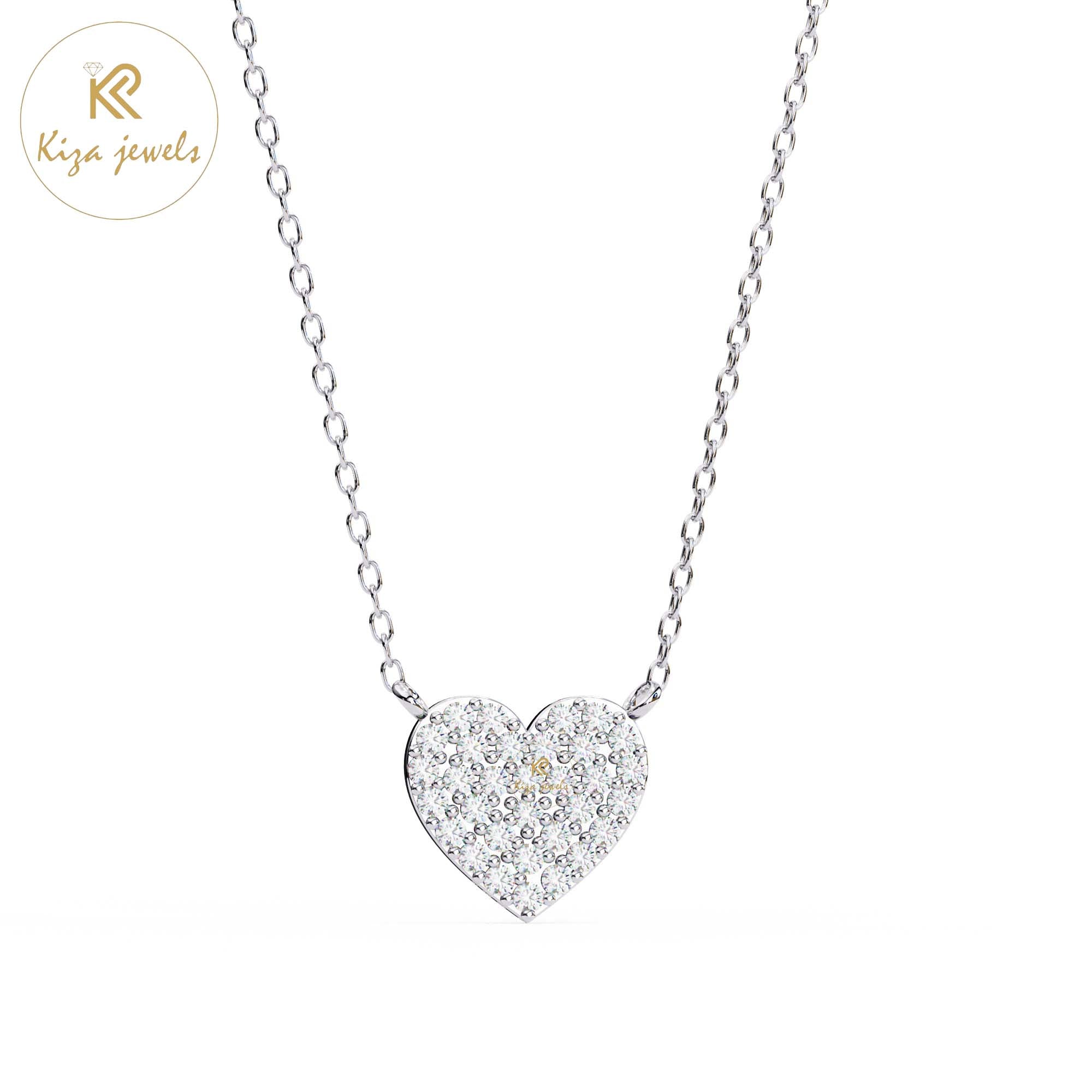 0.21 TDW Round Cut Diamond Heart Pendant With Chain