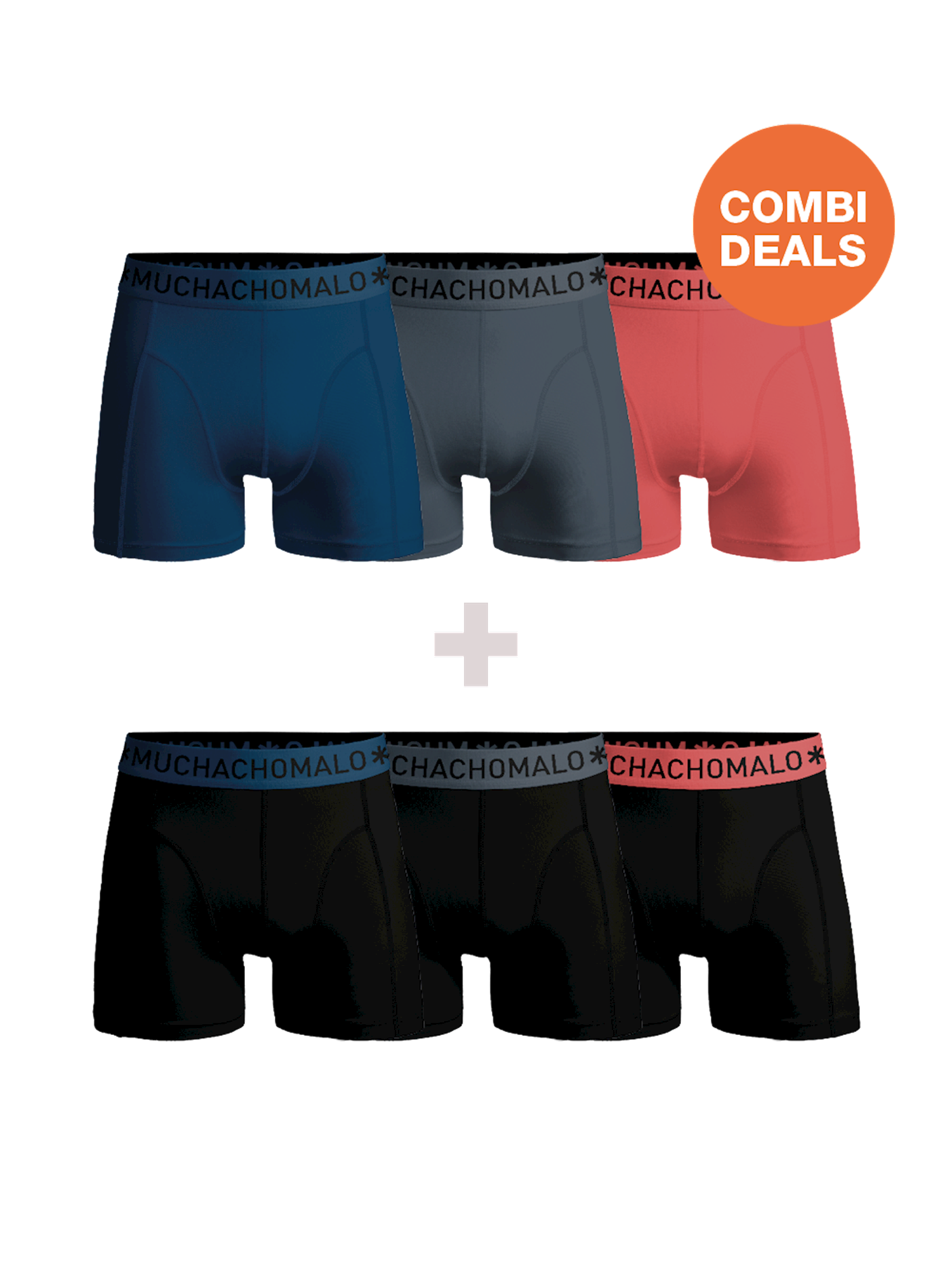 Heren 3+3-pack Boxershorts Effen