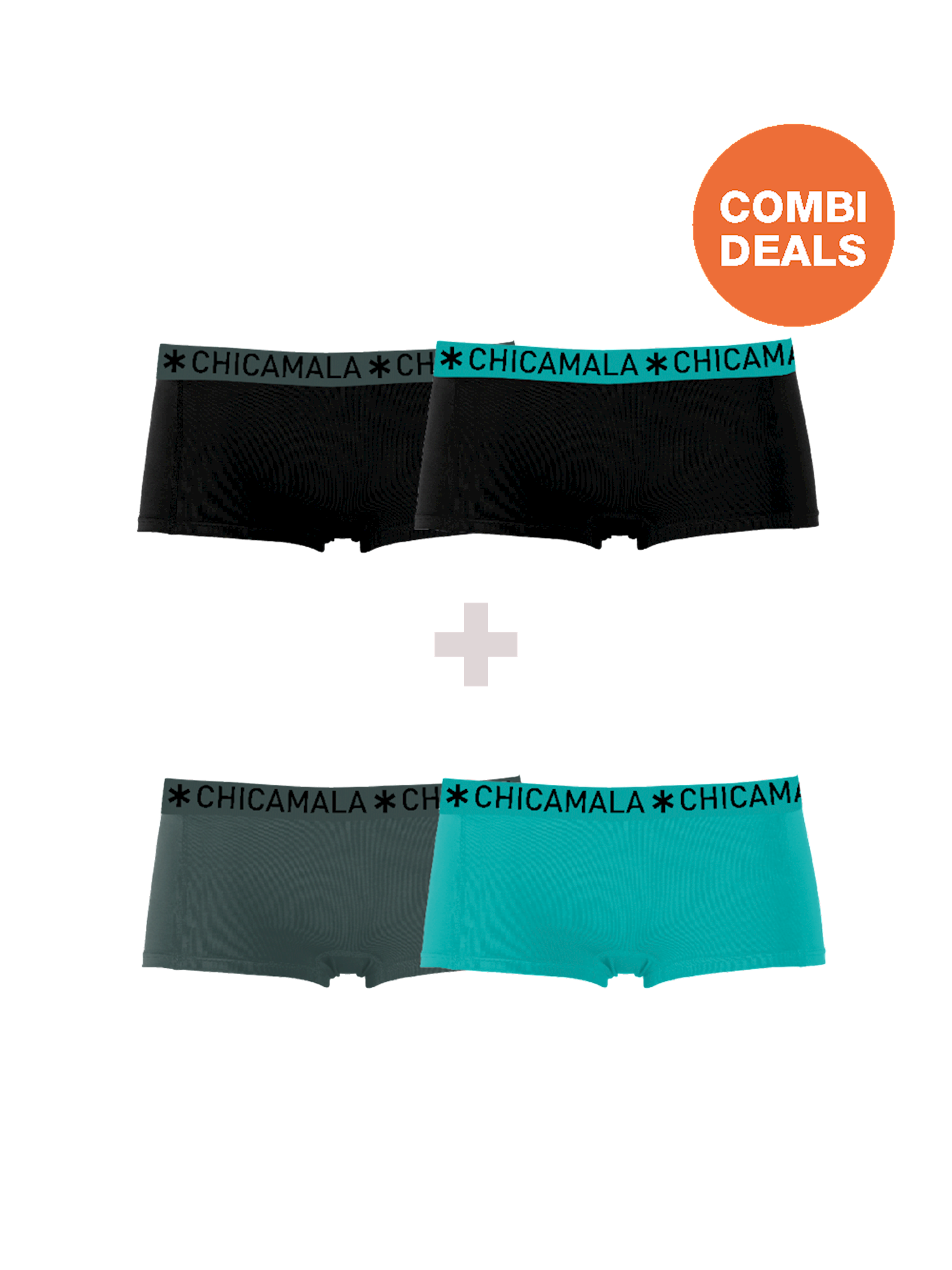 Dames 2+2-pack Boxershorts Effen