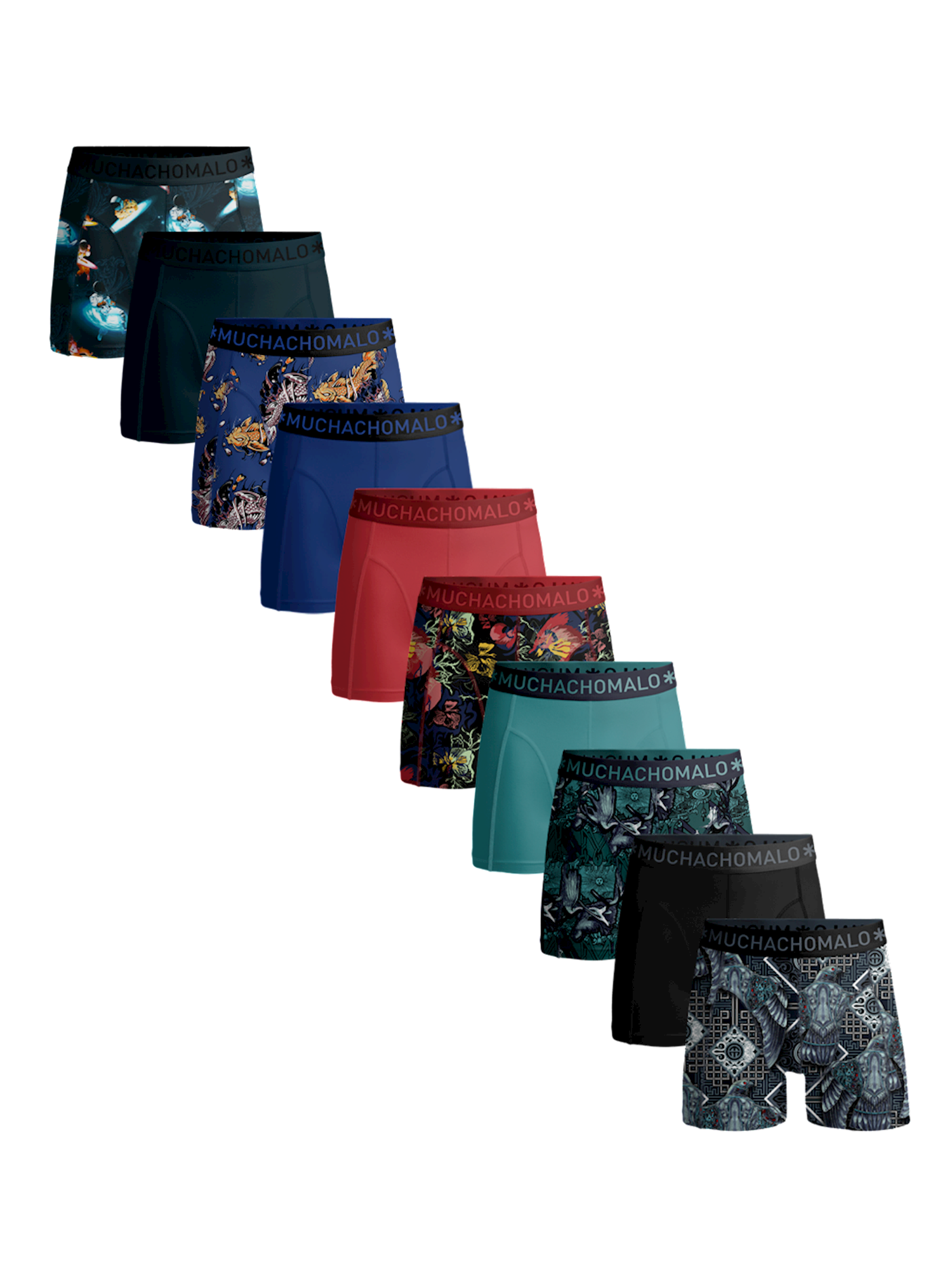 Heren 10-pack Boxershorts Print/Effen