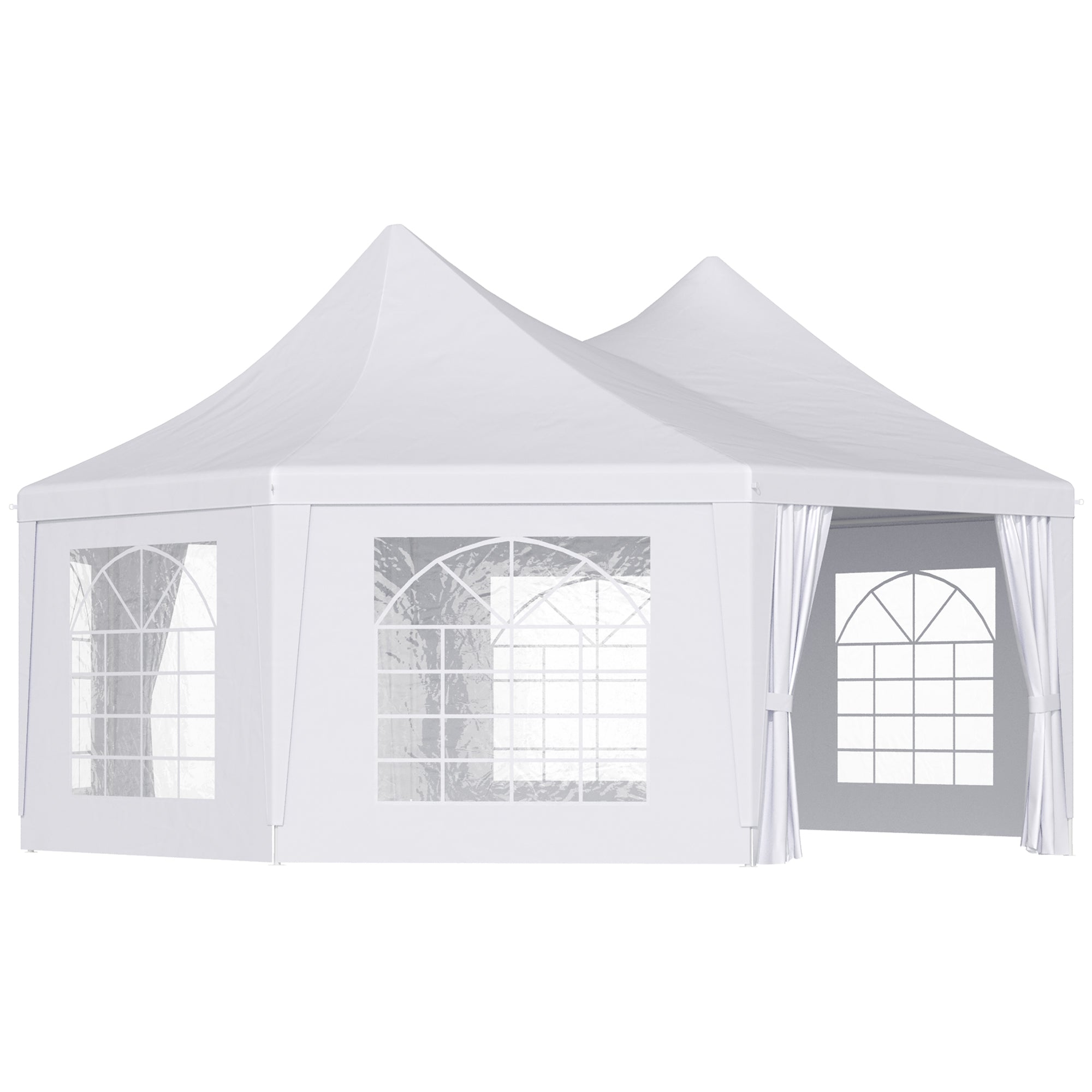 Outsunny 6.8x5m Octagonal Marquee Gazebo, Wedding Party Tent, White
