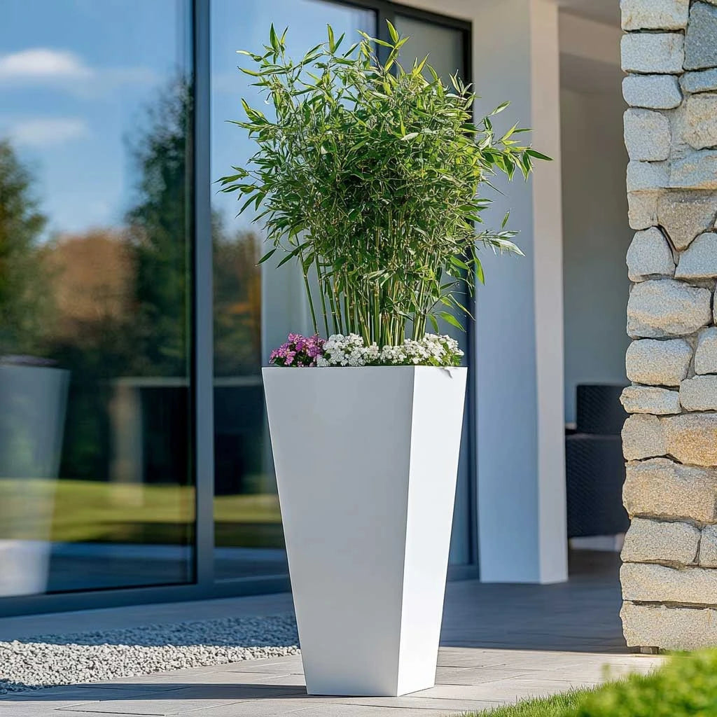 Tulipy Zinc Galvanised Tall Flared Tapered Square Planter - Image 67