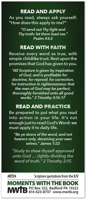 Tract For Believers Read Your Bible Bookmark Moments With The Book