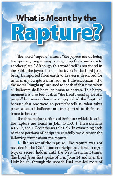Tract For Believers – What is Meant by the Rapture? – Moments With The Book