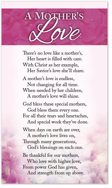 Poetry Card – A Mother's Love – Moments With The Book
