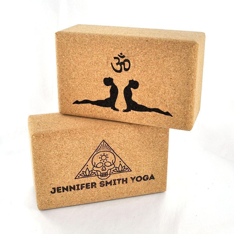 CO00191 - 2 X Natural Cork Yoga Block Brick 70mm with OM - Eco Friendly Cork  Yoga Products - Arts and Crafts