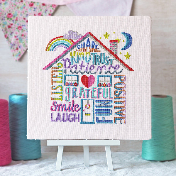 positive words cross stitch 