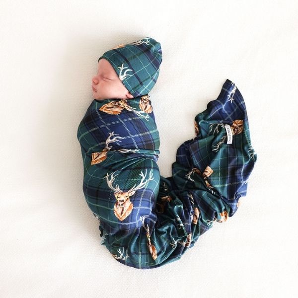 Posh Peanut Beckford Swaddling Blanket and Beanie Baby Gift Set
