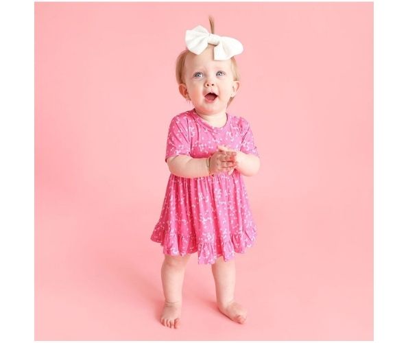 Girl's Short Sleeve Ruffled Bodysuit Dress - Janice 