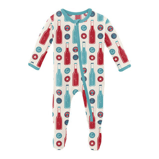 Boy's Print Bamboo Footie with 2-Way Zipper - Confetti Sunglasses