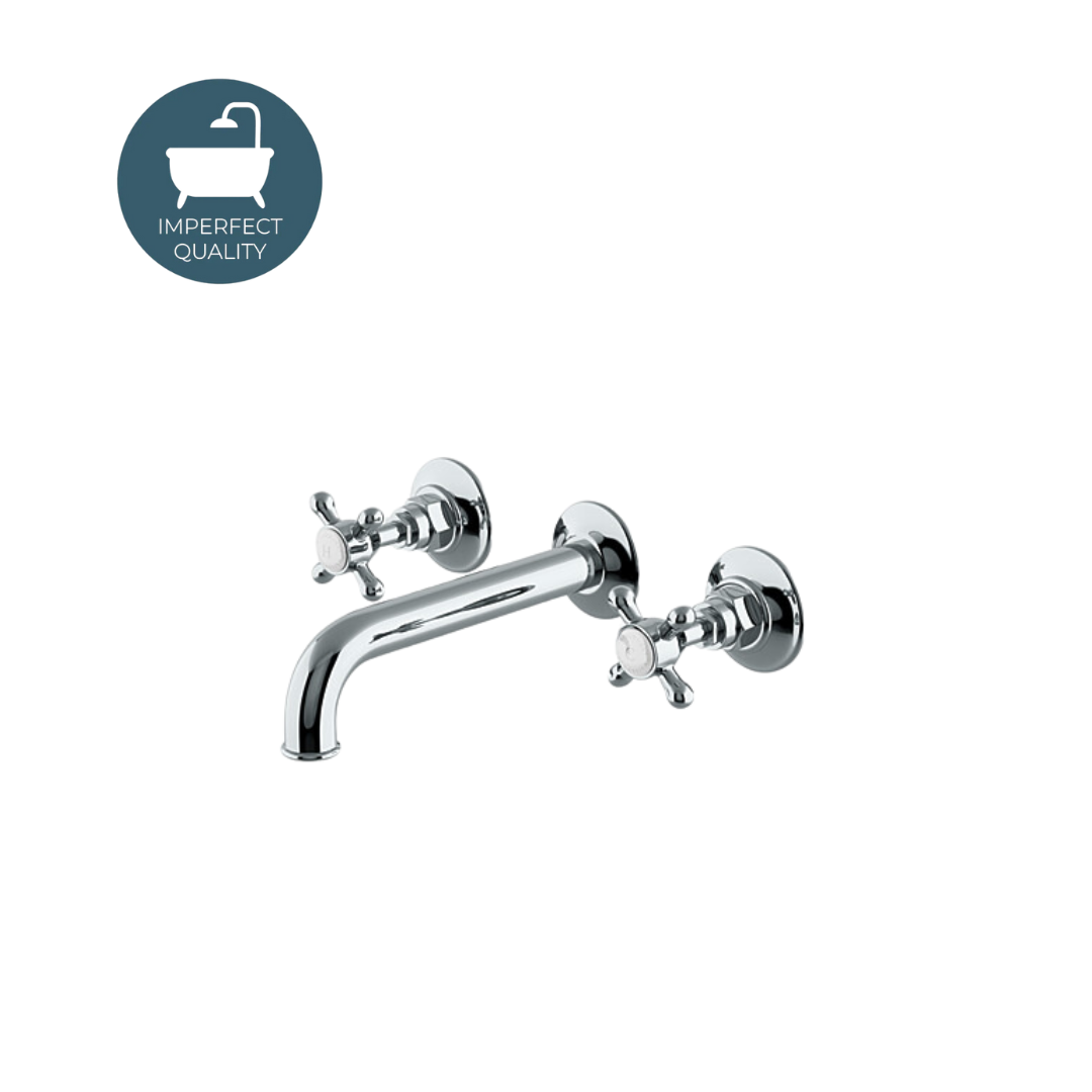 Waterworks Highgate Wall Mounted Lavatory Faucet with Cross Handles in Chrome
