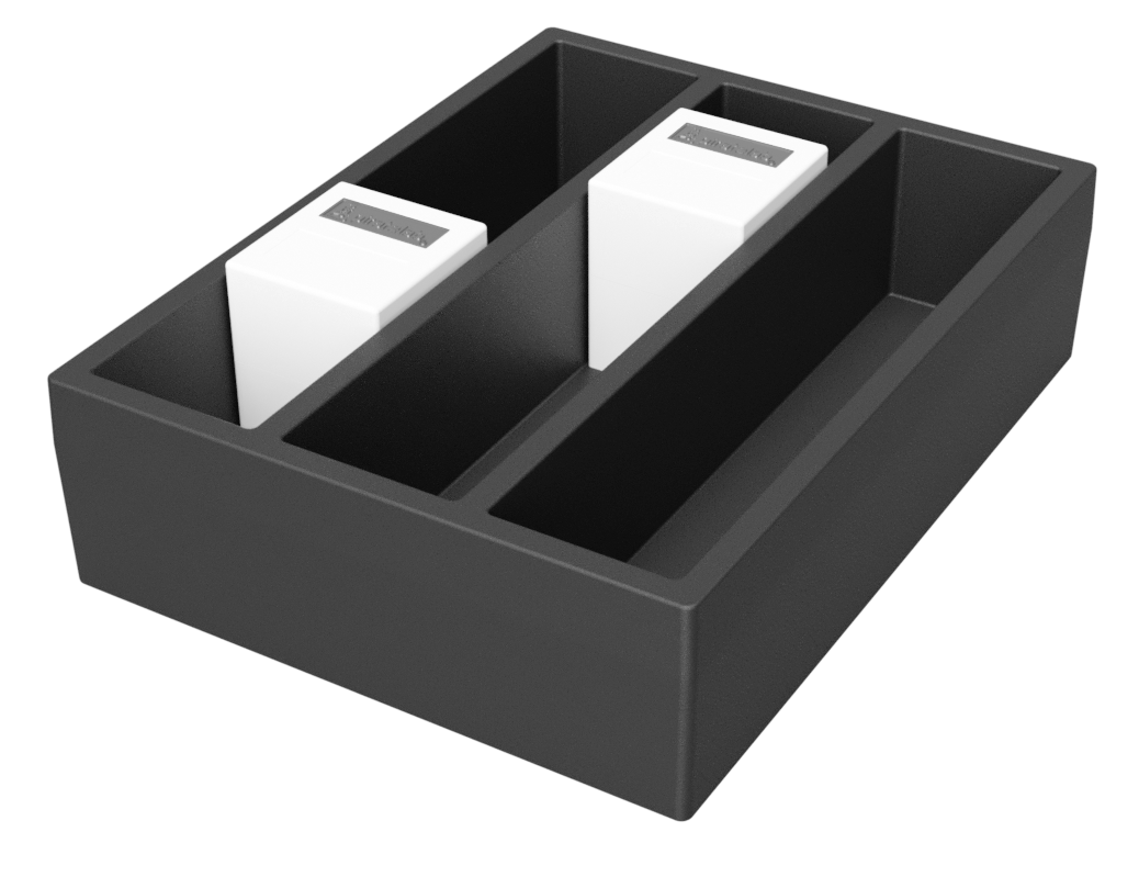 Creative Options Three Tray Art Box, 18 x 10 x 9.75, 2 Top Compartments,  Blk Sparkle/Platinum 