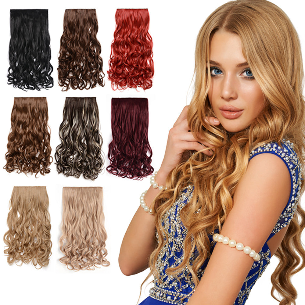 Excellent quality super long clips in hair extensions synthetic hair curly  thick 1 piece for full head high quality