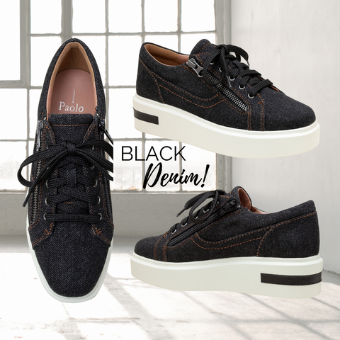 KALULA black denim platform sneakers