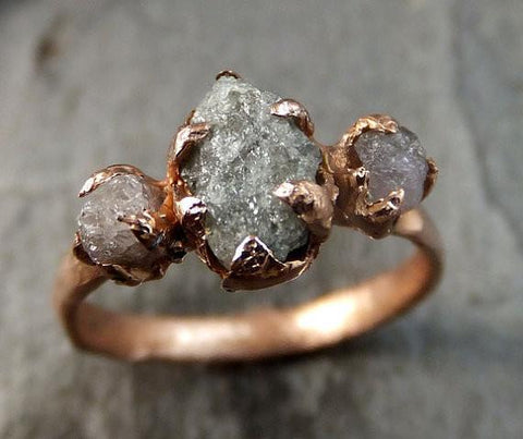 Raw Pink Diamond Rose Gold Engagement Ring Wedding Ring Custom One Of a Kind Gemstone Ring Rough Diamond Ring by Angeline - Gemstone ring by Angeline