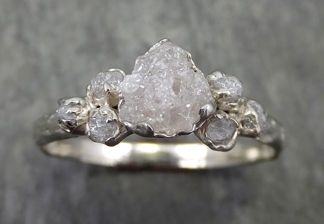 Rough Grey Diamond Engagement Ring Raw 18k White Gold ...