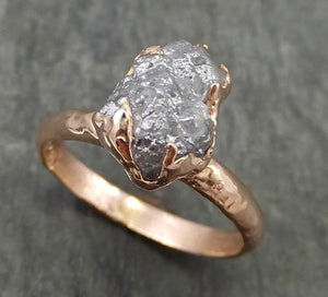 Raw Diamond Solitaire Engagement Ring Rough Uncut Rose gold Conflict Free Silver Diamond Wedding Promise 0690 - Gemstone ring by Angeline