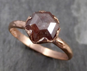 Fancy cut Salt and pepper Solitaire Diamond Engagement 14k Rose Gold Wedding Ring byAngeline 0725 - Gemstone ring by Angeline