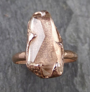 Partially Faceted Topaz 14k rose Gold Ring solitaire Gemstone Ring Recycled gold byAngeline 1075