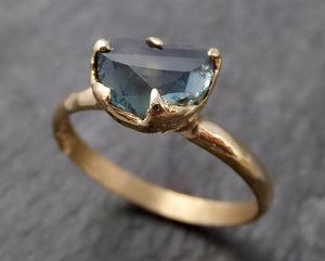 Montana Sapphire Partially Faceted Solitaire 14k Yellow Gold Engagement Ring Wedding Ring Custom One Of a Kind blue Gemstone Ring 0929