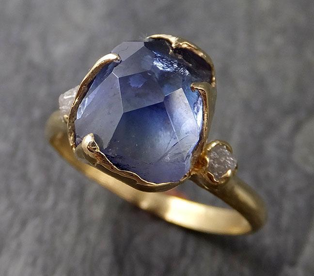 Partially faceted Tanzanite Crystal Gemstone diamond 18k Ring Multi st ...