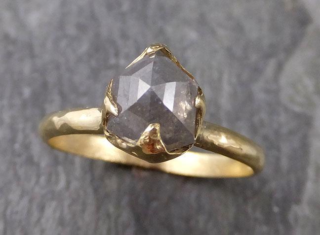 Fancy cut salt and pepper Diamond Solitaire Engagement 18k yellow Gold Wedding Ring Diamond Ring byAngeline 1053