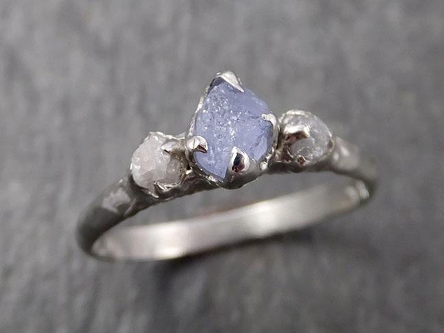Raw Montana Sapphire Diamond White Gold Engagement Ring Wedding Ring C ...