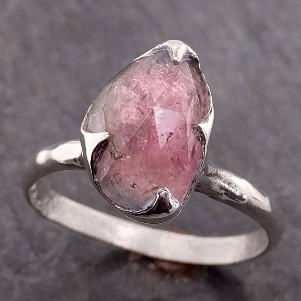 Fancy cut pink Tourmaline Sterling Silver Ring Gemstone Solitaire recy ...
