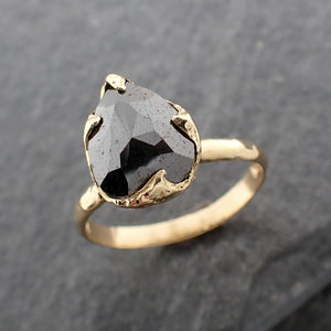 Fancy cut black Carbonado diamond Solitaire Engagement 18k yellow Gold ...