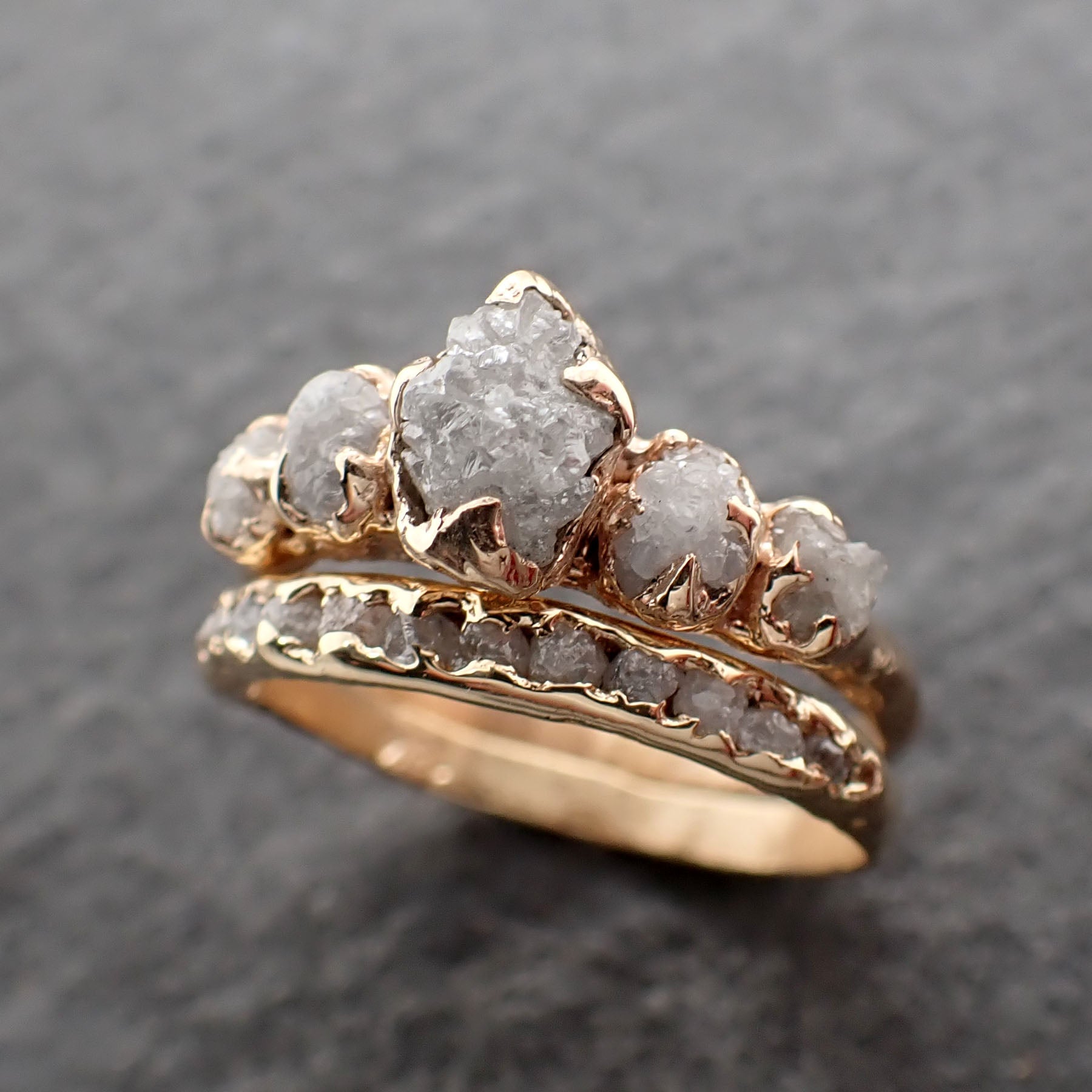 CUSTOM Raw Diamond Rose gold multi stone Engagement Ring Rough Gold Wedding Dainty Delicate Ring diamond Wedding Ring Rough Diamond Ring C2550