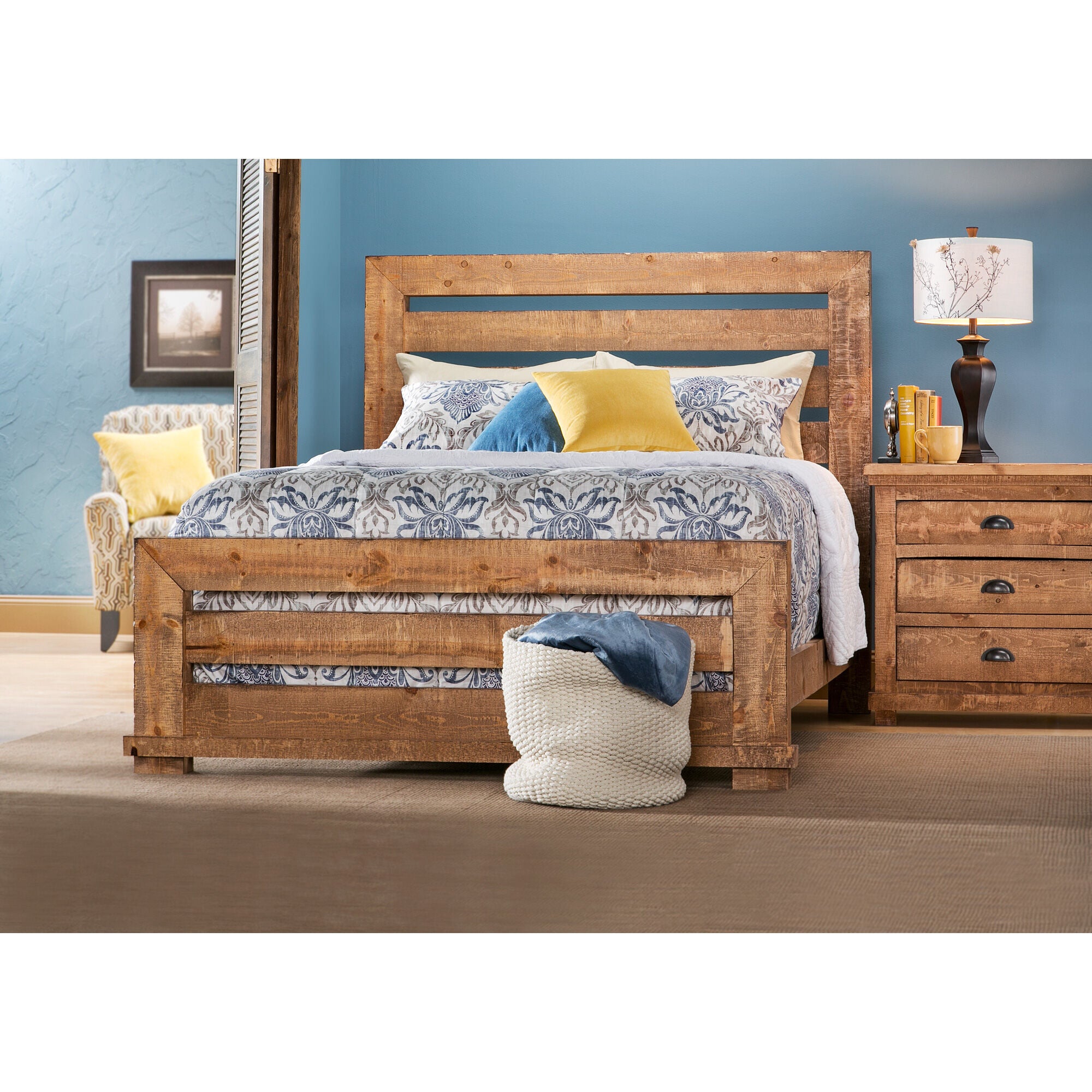 Progressive Furniture | California King Willow Slat 4 Piece Room Group | Distressed Pine