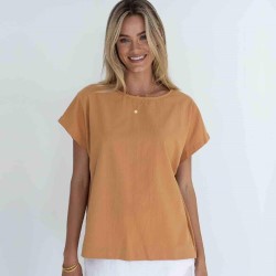 HUMIDITY LIFESTYLE Camel Lexi Cotton Top