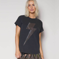 We Are The Others Relaxed Black Tee With Gold Lightening Bolt