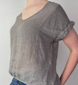 TALIA BENSON Italian Linen T-Shirt With Band One Size