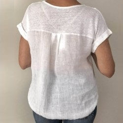 TALIA BENSON Italian Linen T-Shirt With Band One Size