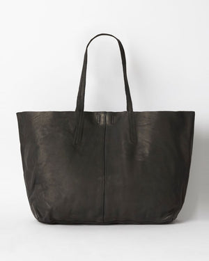 JUJU & CO | Unlined Leather Tote - Black | Zabecca Living