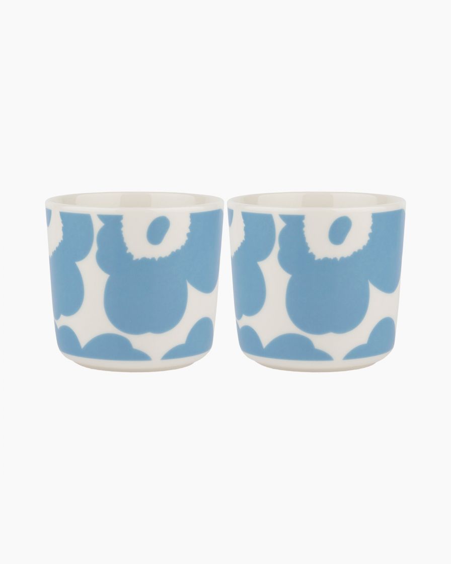 MARIMEKKO | Unikko 2dl cup 2 Pieces - White/Sky Blue | Zabecca Living